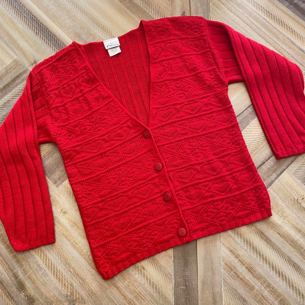 Vintage 90's red chunky knit cardigan by in Design 💌